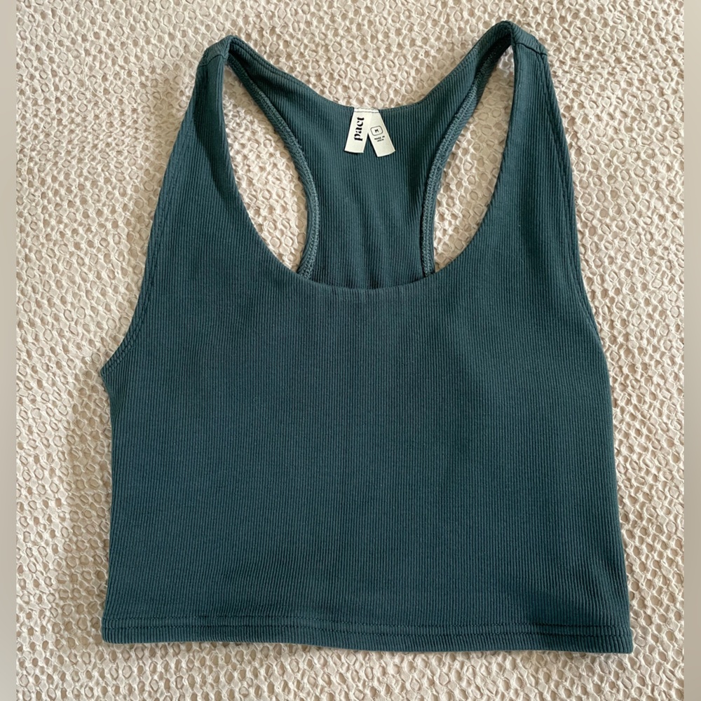Pact Teal Crop Tank